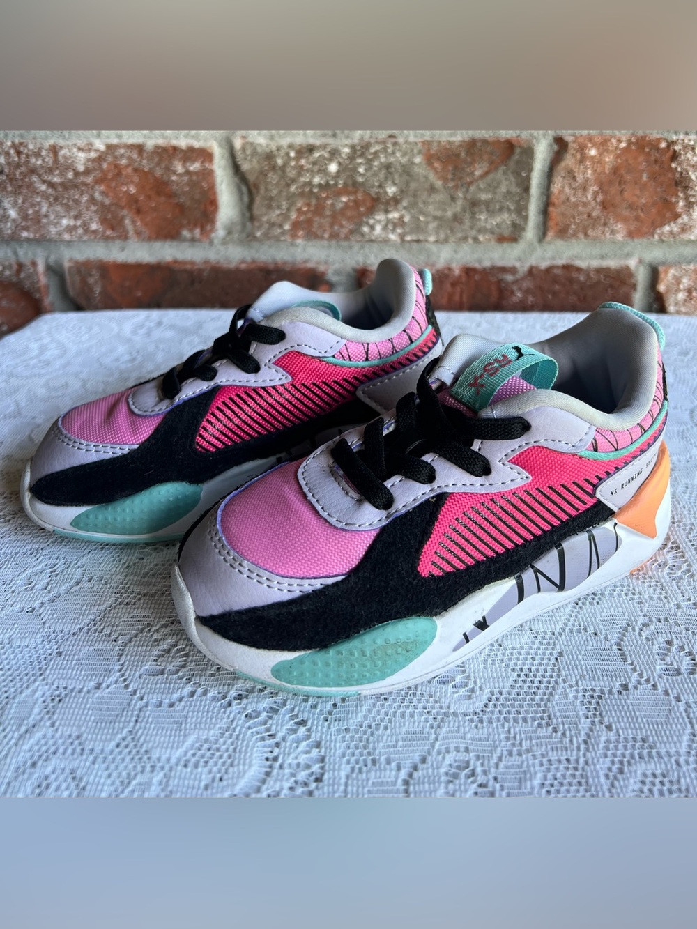 PUMA Toddler Girls RS-X Nail Glam
Sneaker Pink & Black Multi-Color BlockSize 9C